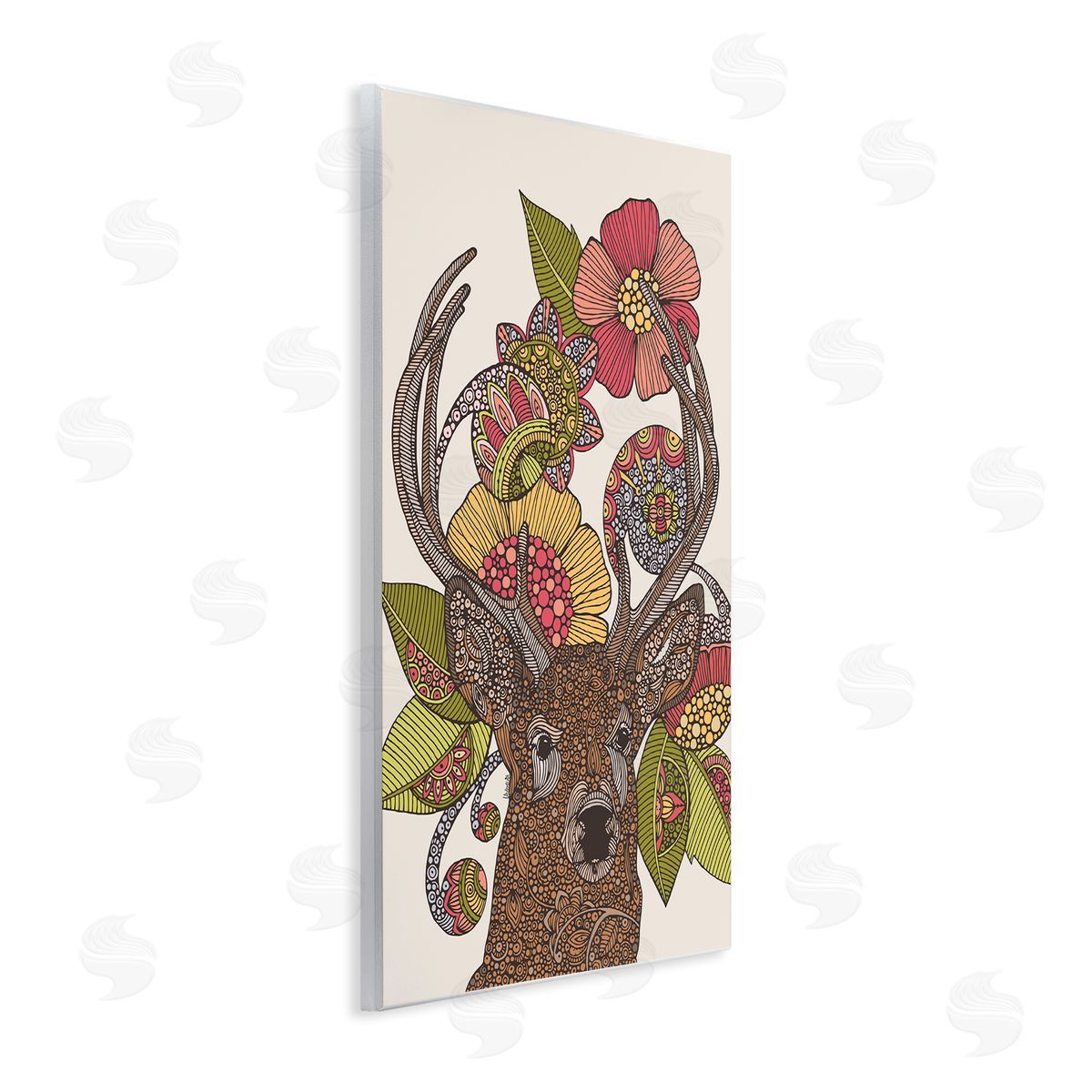 Valentina Harper Detailed Deer Wild Floral Blossoms Mandala Fractals  Wall Plaque Art Print