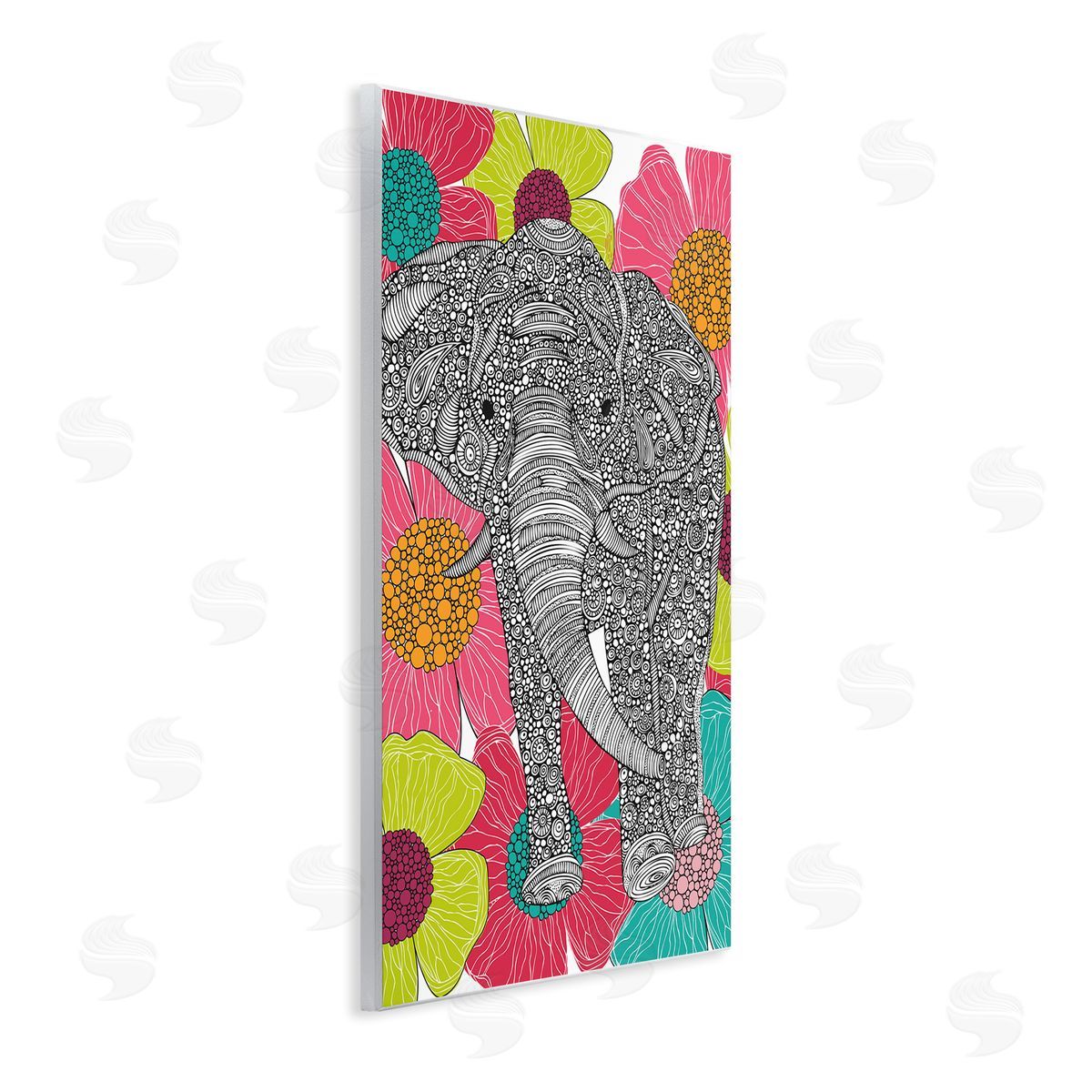 Valentina Harper Bold Modern Elephant Flower Blossoms Intricate Patterns Wall Plaque Art Print