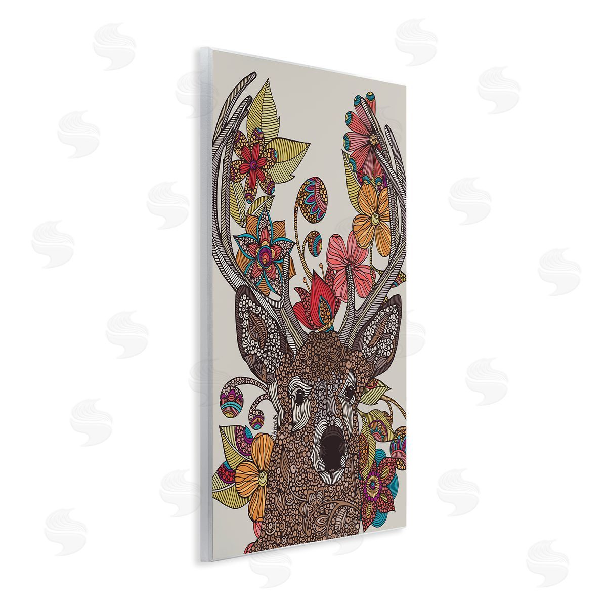 Valentina Harper Buck Deer Portrait Interwoven Flower Mandala Fractals Wall Plaque Art Print