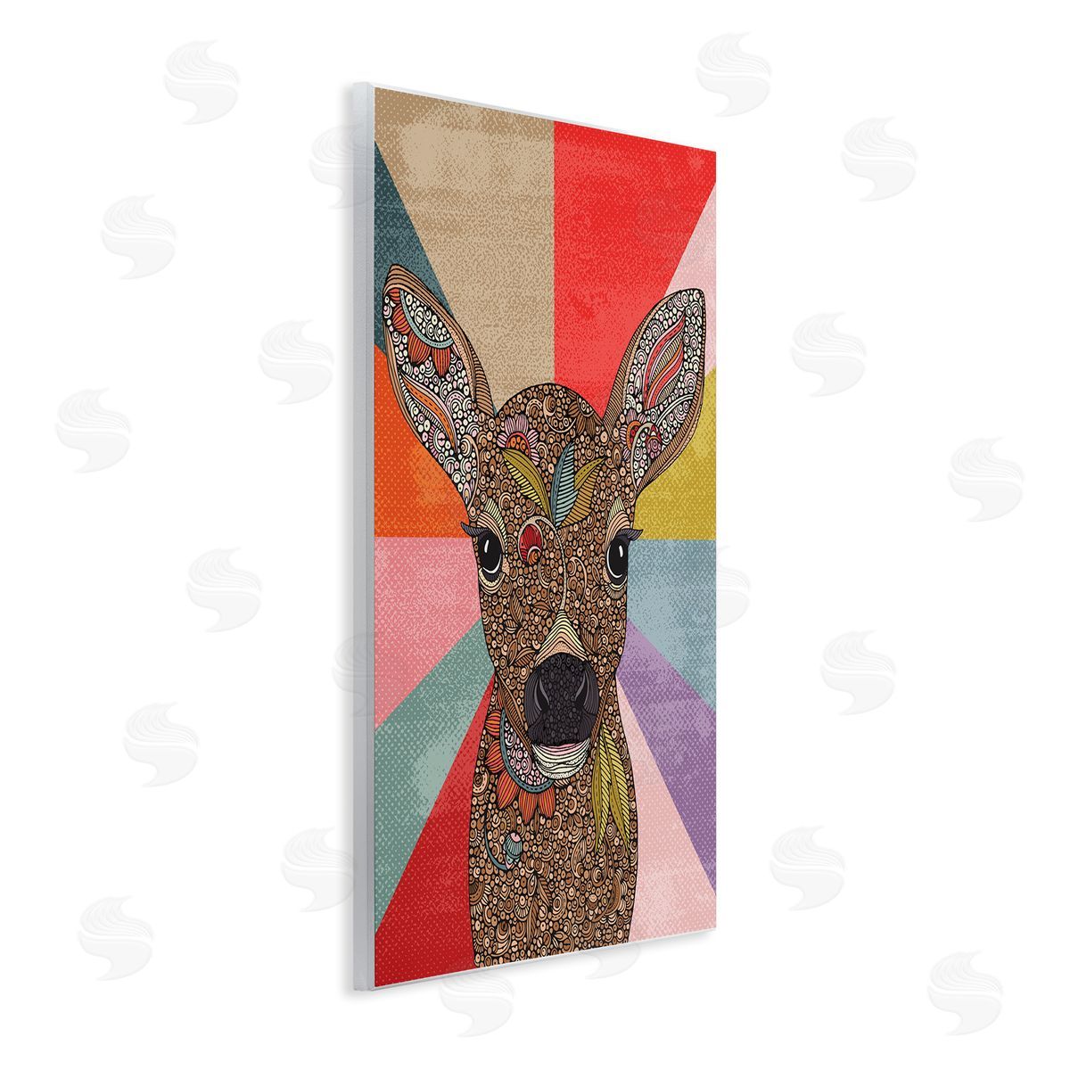 Valentina Harper Detailed Fawn Pop Stripes Floral Patterns Wall Plaque Art Print