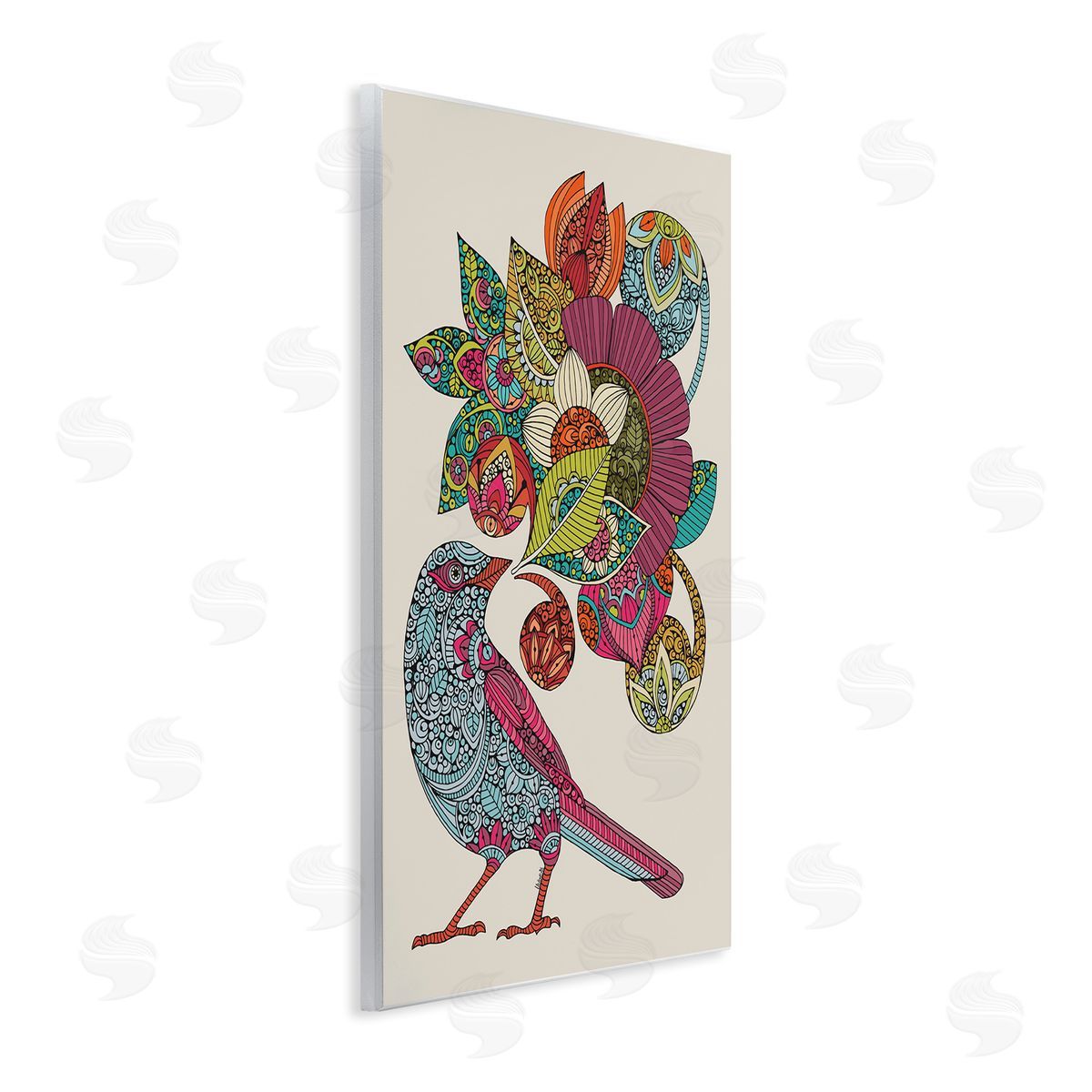 Valentina Harper Abstract Song Bird Paisley Pattern Floral Mandala Wall Plaque Art Print