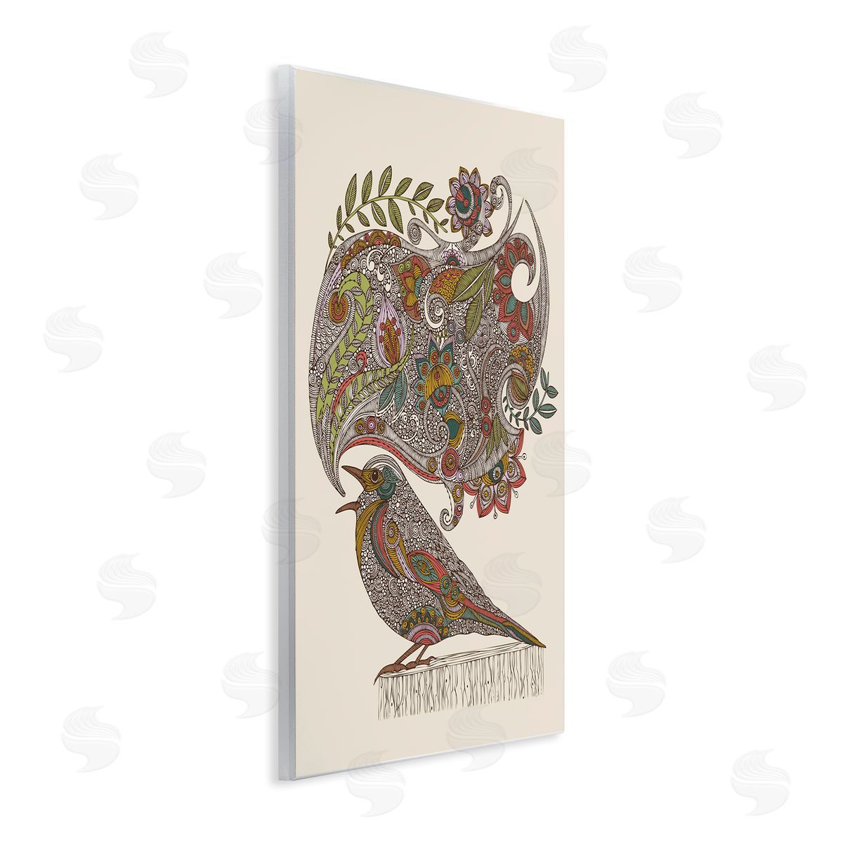 Valentina Harper Song Bird Complex Paisley Patterns Botanical Leaves Wall Plaque Art Print