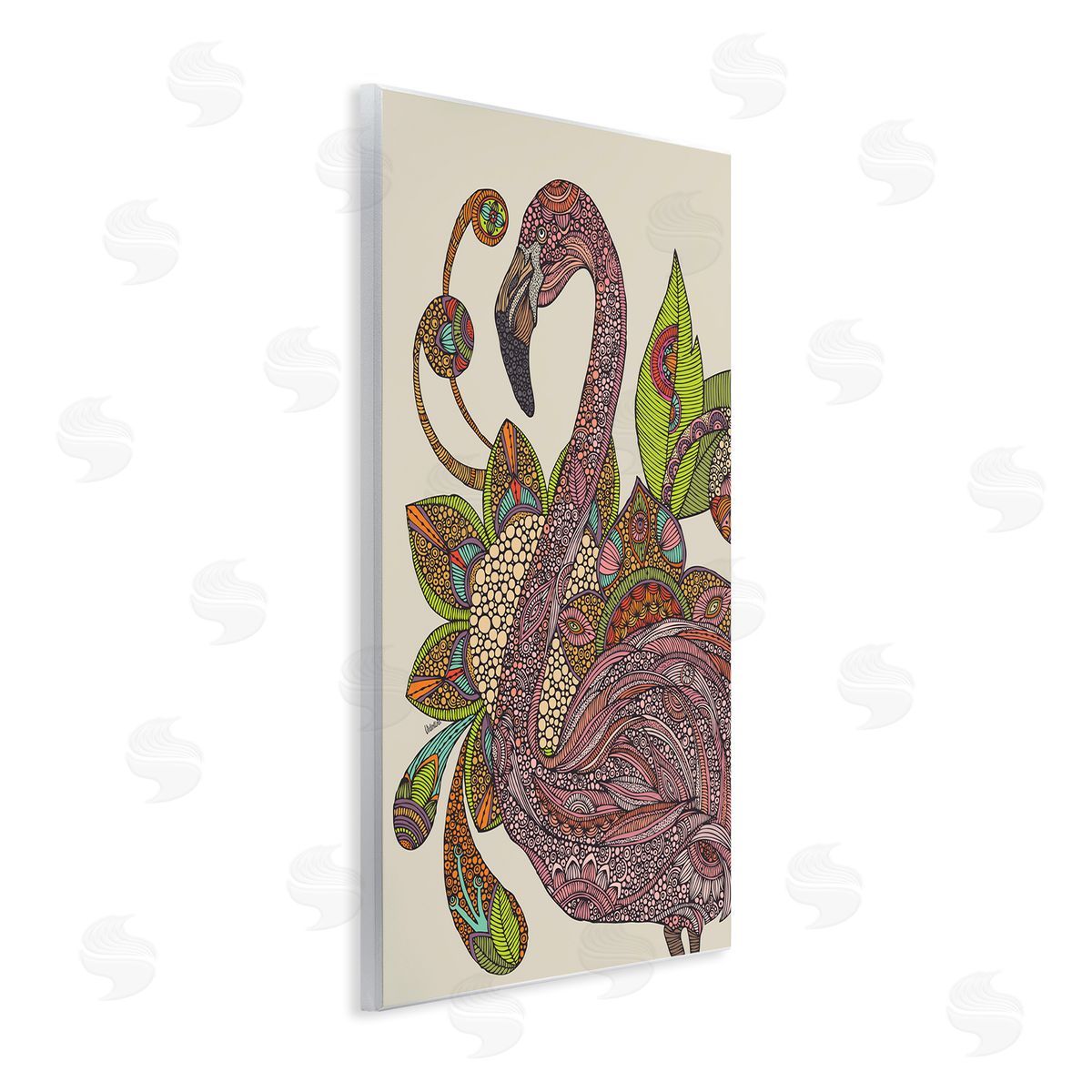 Valentina Harper Flamingo Bold Paisley Botanicals Complex Floral Details Wall Plaque Art Print