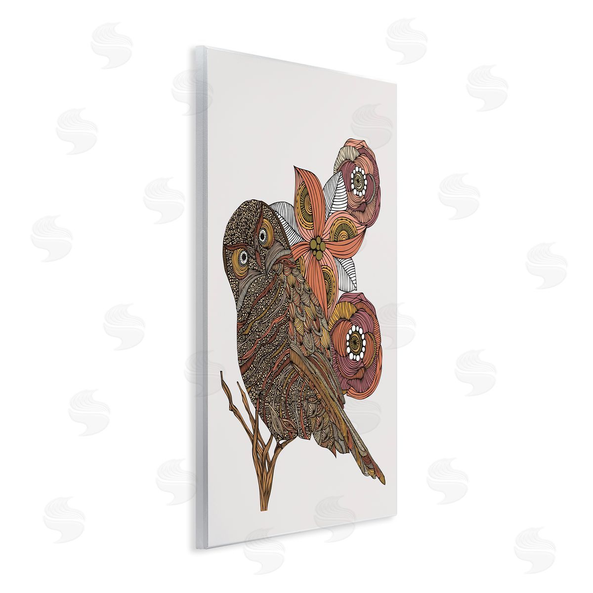 Valentina Harper Elaborate Patterned Owl Flower Blossom Stripes Detail Wall Plaque Art Print