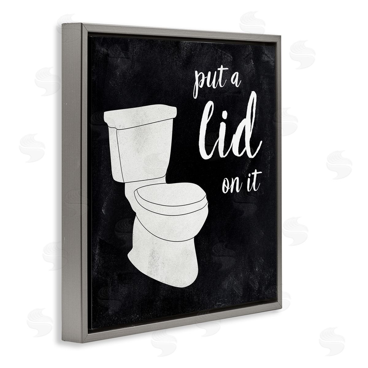 CAD Designs Put Lid On It Humorous Bathroom Toilet Phrase  Gray Floating Frame Canvas Wall Art Print