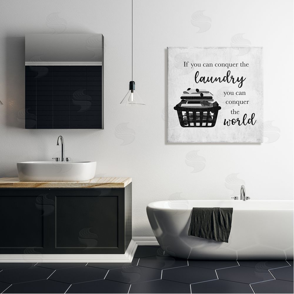 Natalie Carpentieri Conquering Laundry & World Casual Home Phrase  Canvas Wall Art in Room