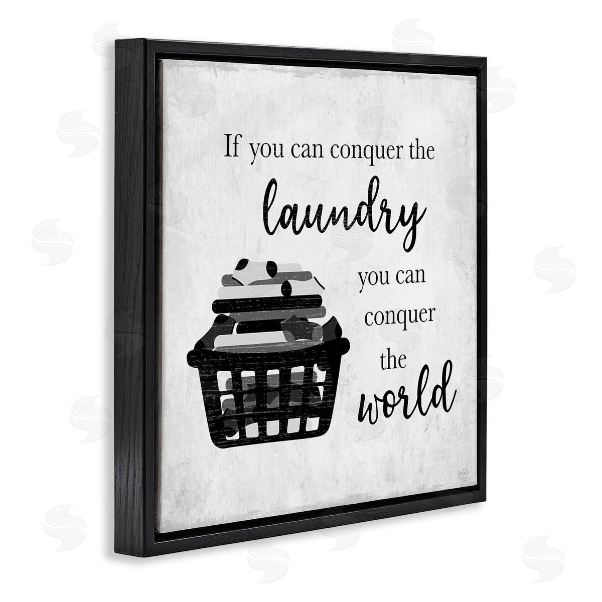 Natalie Carpentieri Conquering Laundry & World Casual Home Phrase  Black Floating Frame Canvas Wall Art Print