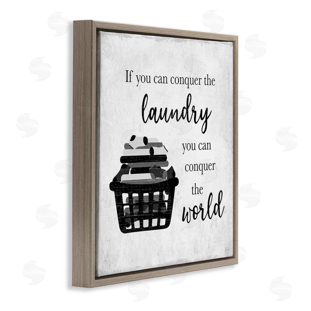 Natalie Carpentieri Conquering Laundry & World Casual Home Phrase  Brown Floating Frame Canvas Wall Art Print