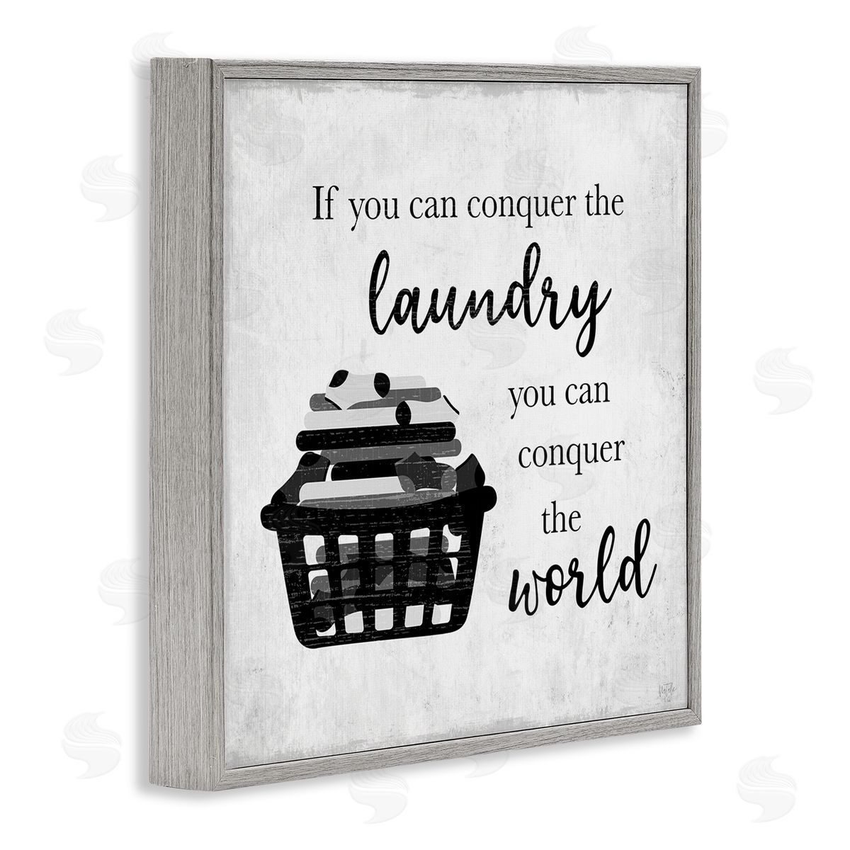 Natalie Carpentieri Conquering Laundry & World Casual Home Phrase  Gray Framed Glicee Wall Art Print
