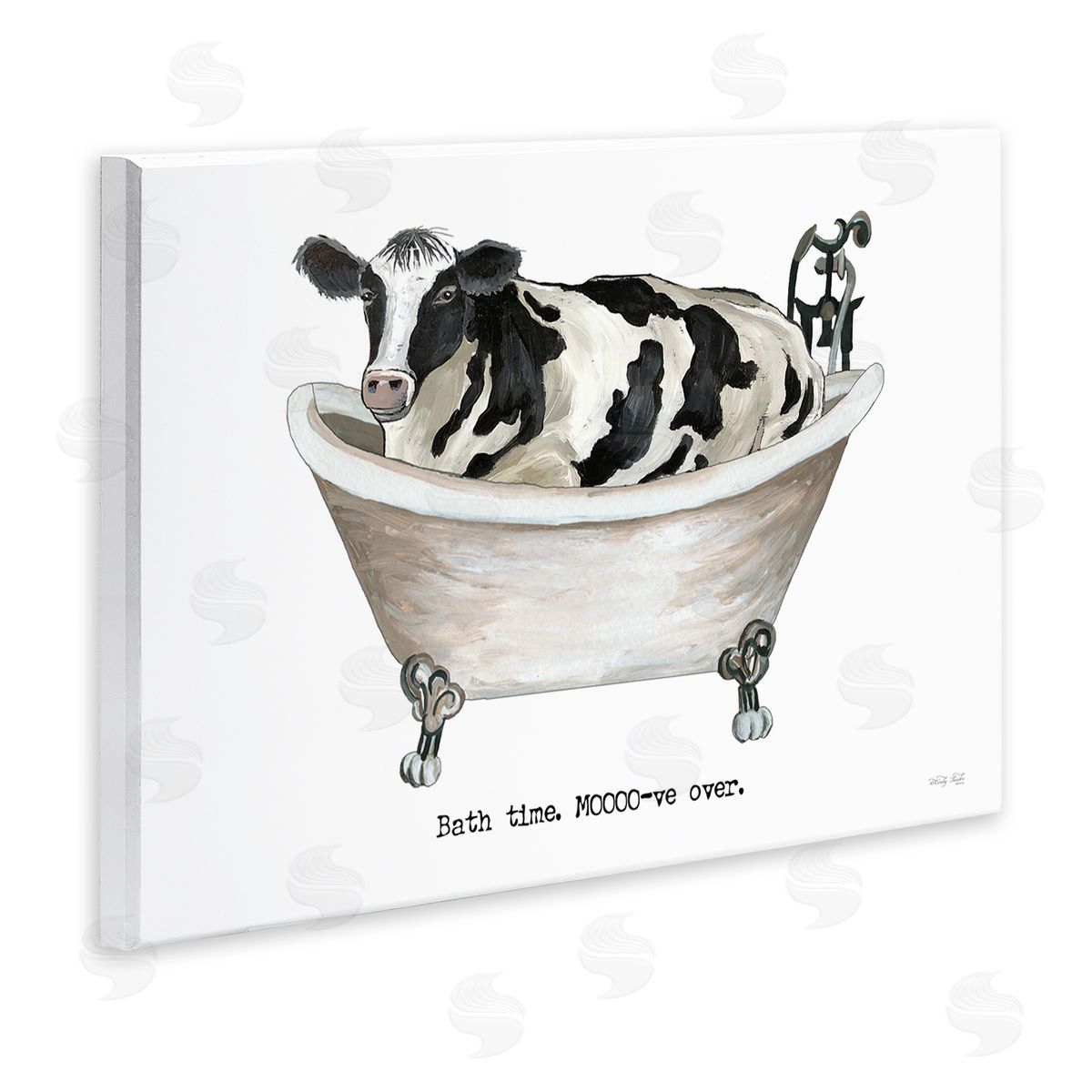 Cindy Jacobs Moo-ve Over Bath Time Cow Farmhouse Bathroom Sign Wall Plaque Art Print