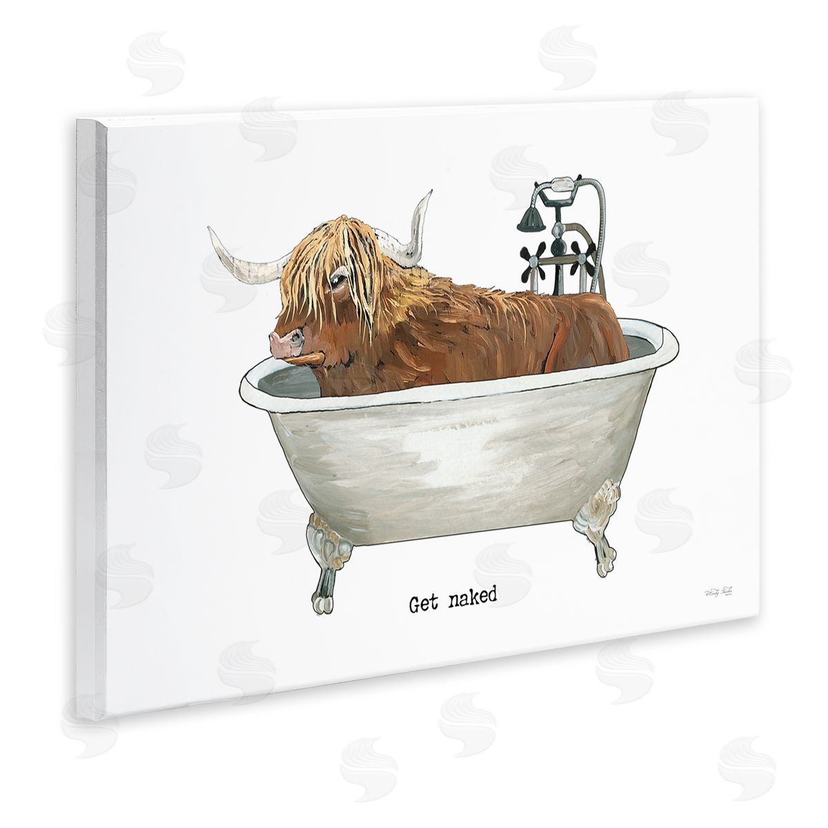 Cindy Jacobs Get Naked Humorous Highland Cattle Animal Sign Wall Plaque Art Print