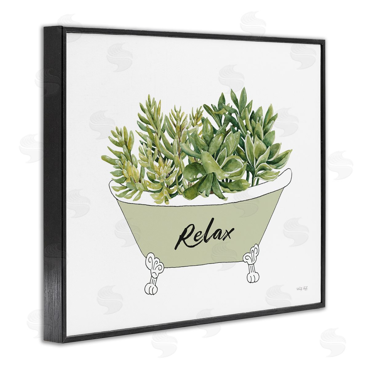Cindy Jacobs Claw Foot Bathtub Succulent Plants Relax Typography  Black Framed Giclee Wall Art Print