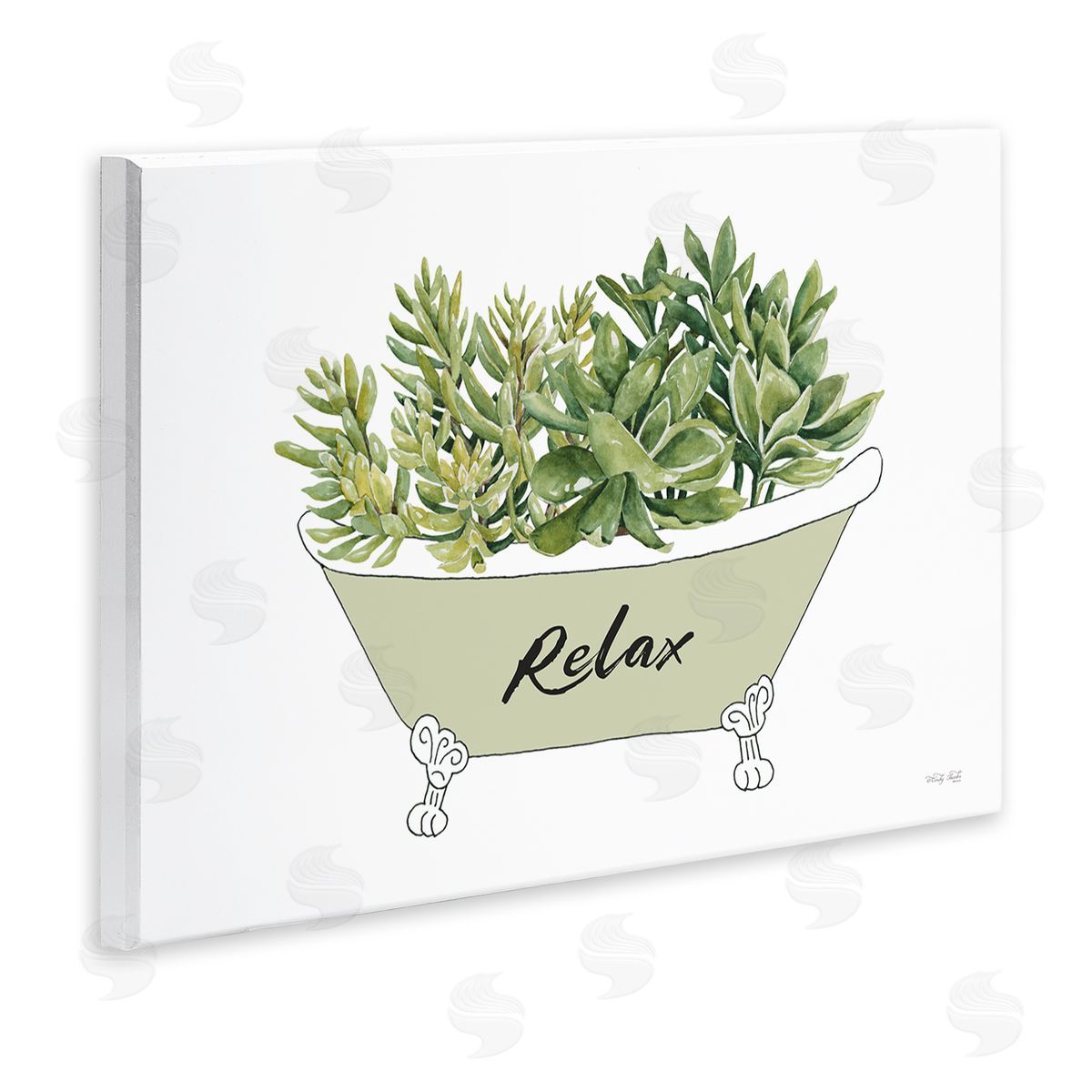 Cindy Jacobs Claw Foot Bathtub Succulent Plants Relax Typography  Wall Plaque Art Print
