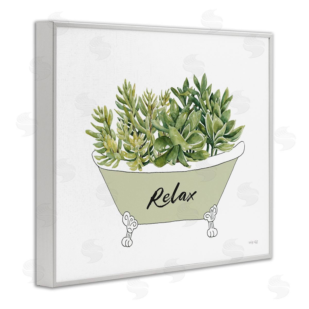 Cindy Jacobs Claw Foot Bathtub Succulent Plants Relax Typography  White Framed Giclee Wall Art Print