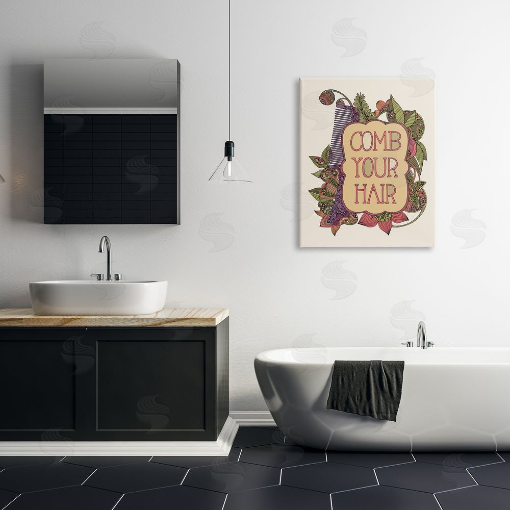 Valentina Harper Comb Your Hair Detailed Botanical Fractal Shapes Canvas Wall Art Print in Room
