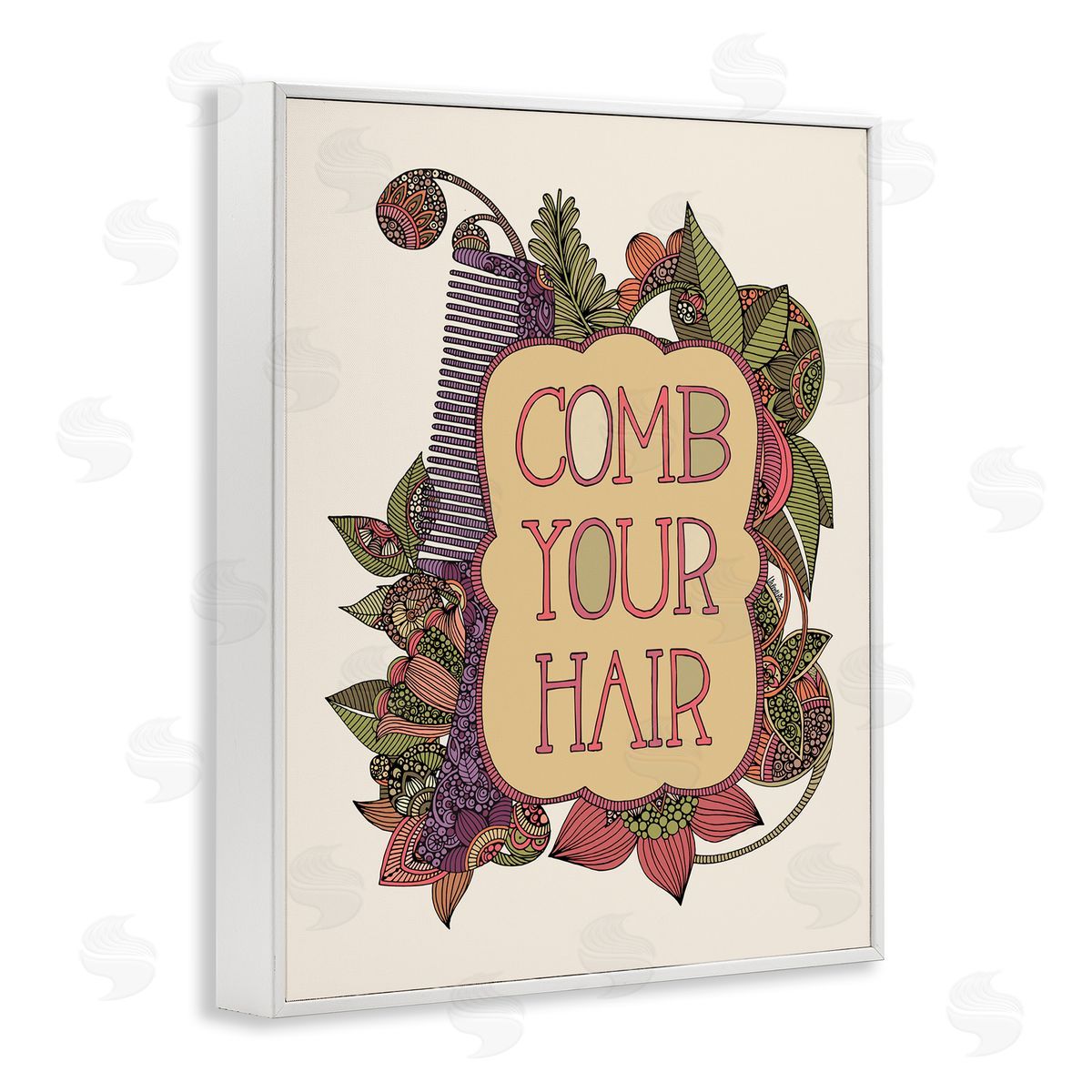 Valentina Harper Comb Your Hair Detailed Botanical Fractal Shapes White Framed Giclee Wall Art Print