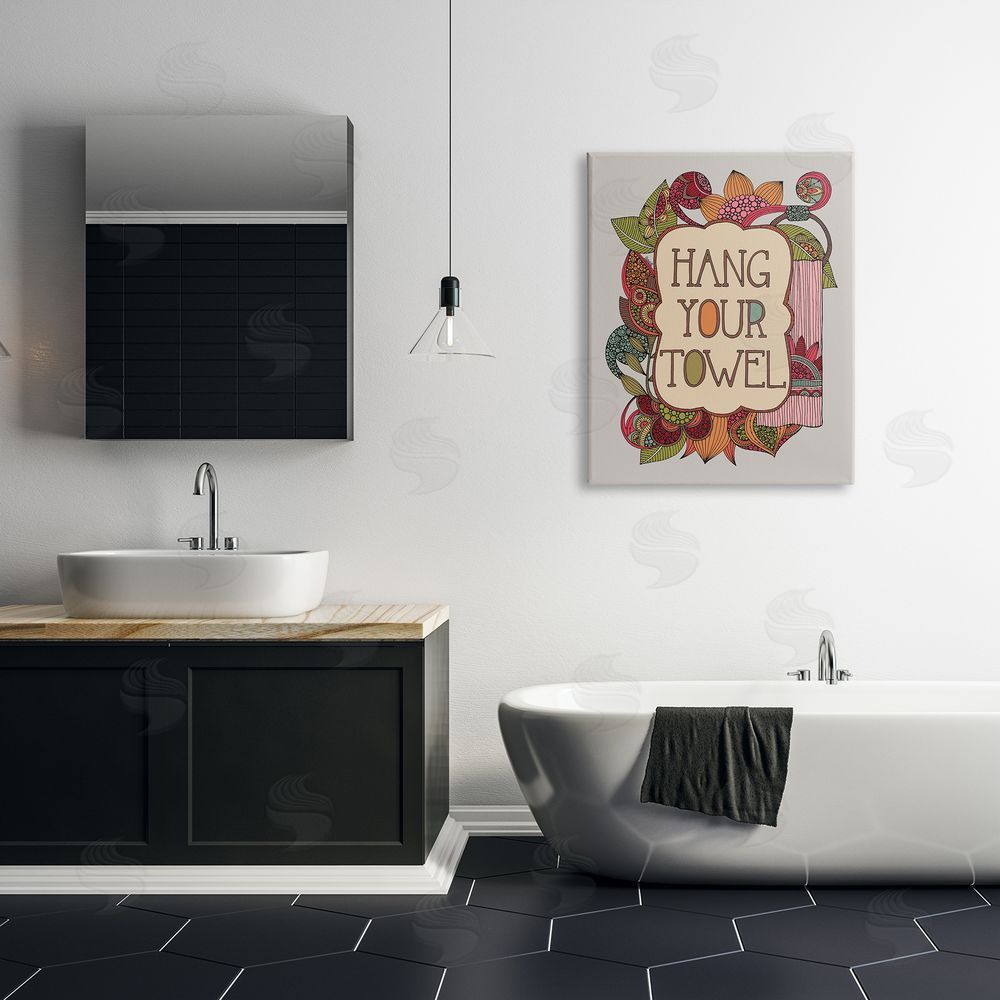Valentina Harper Hang Your Towel Intricate Floral Mandala Shapes Canvas Wall Art Print in Room