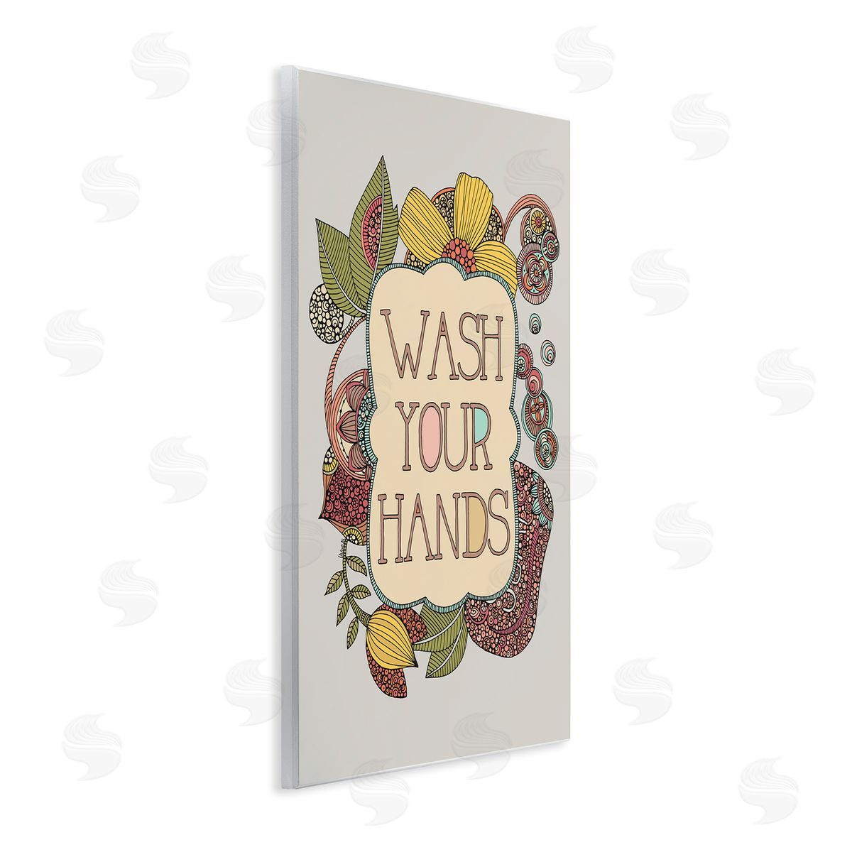 Valentina Harper Wash Your Hands Bathroom Sign Intricate Floral Details Wall Plaque Art Print