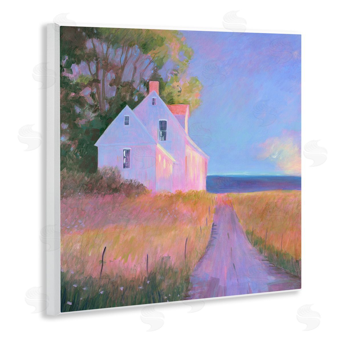 Sweetwater Warm Sunlit Rural Seaside Cottage Path Painting Wooden Wall Plaque Art Print