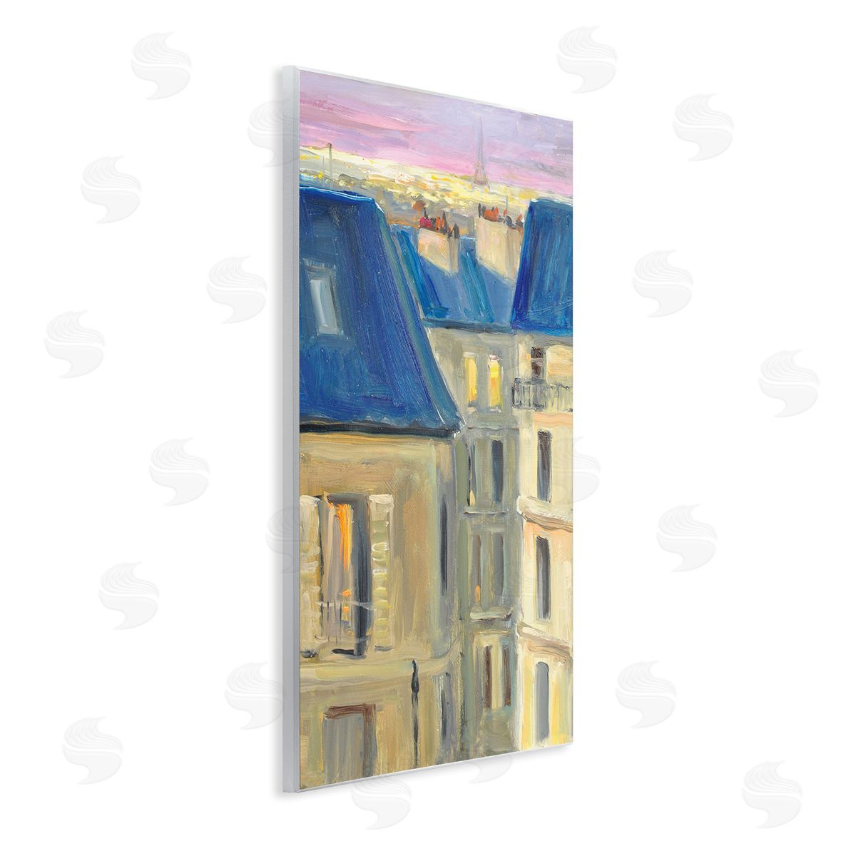 JG Studios Cozy Urban City Neighborhood Pink Sunset Sky Wall Plaque Art Print