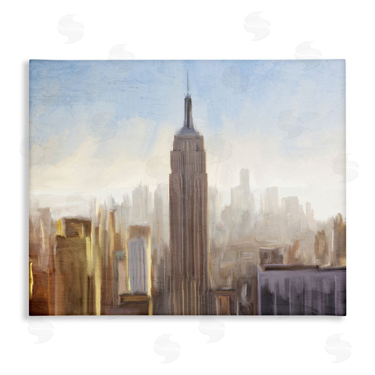 Kim Allen Bustling New York Cityscape Distant Buildings Skyline  Stretched Canvas Wall Art Print