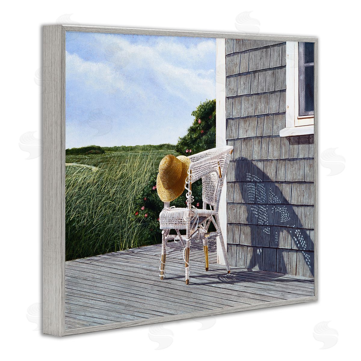 Tom Mielko Seaside Porch Landscape Rural Grassland Hills Gray Framed Giclee Wall Art Print