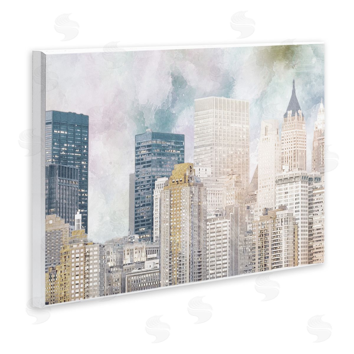 Marcus Prime Layered Pastel Cityscape Buildings City Skyline Architecture Wall Plaque Art Print