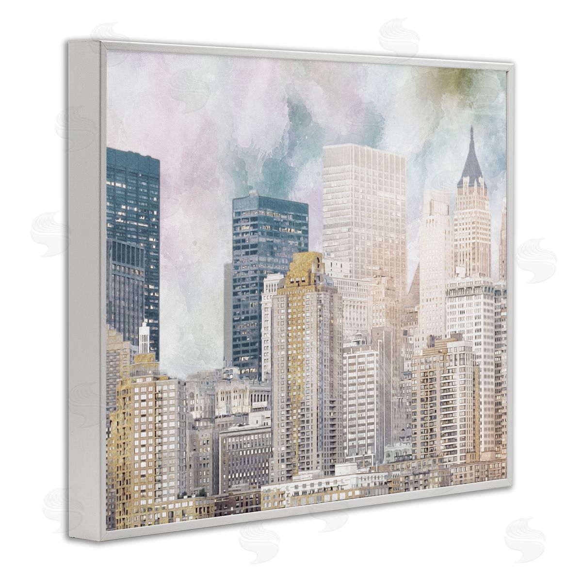 Marcus Prime Layered Pastel Cityscape Buildings City Skyline Architecture White Framed Giclee Wall Art Print