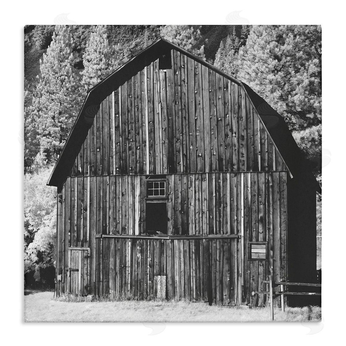 Stupell Studio Rustic Rural Barn Black & White Farm Photography  Stretched Canvas Wall Art Print