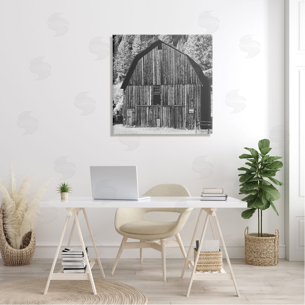 Stupell Studio Rustic Rural Barn Black & White Farm Photography  Canvas Wall Art in Room