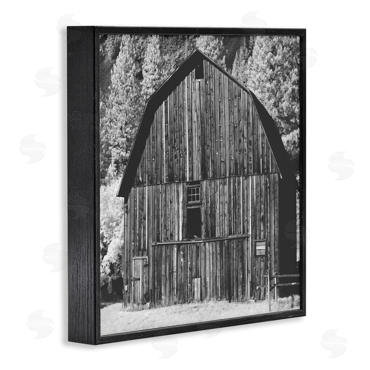 Stupell Studio Rustic Rural Barn Black & White Farm Photography  Black Framed Glicee Wall Art Print
