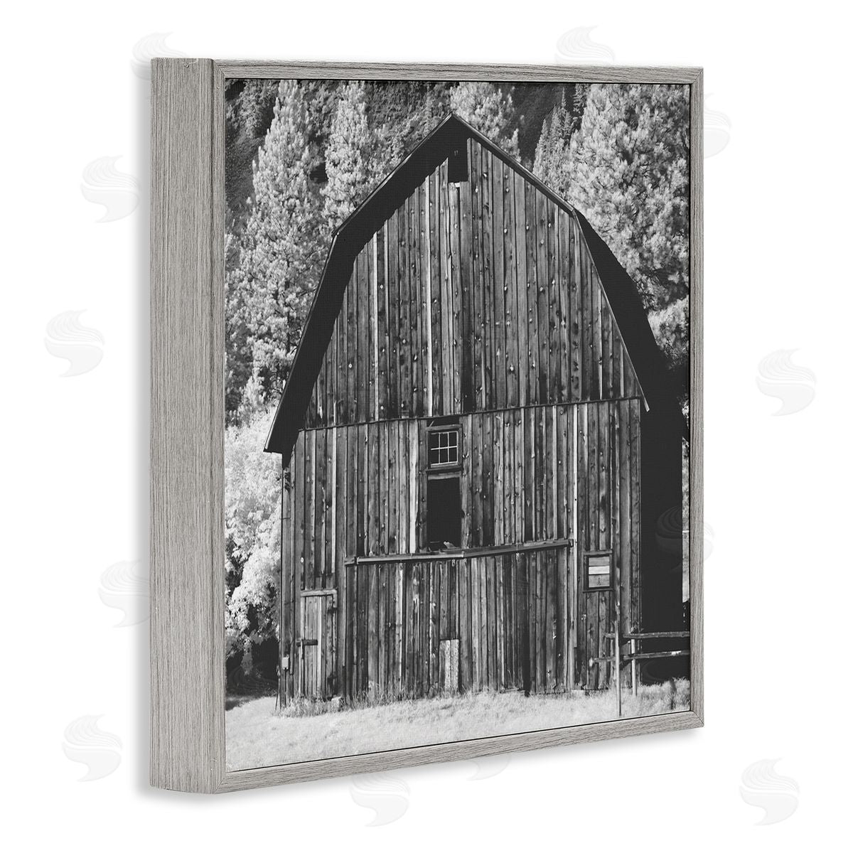 Stupell Studio Rustic Rural Barn Black & White Farm Photography  Gray Framed Glicee Wall Art Print