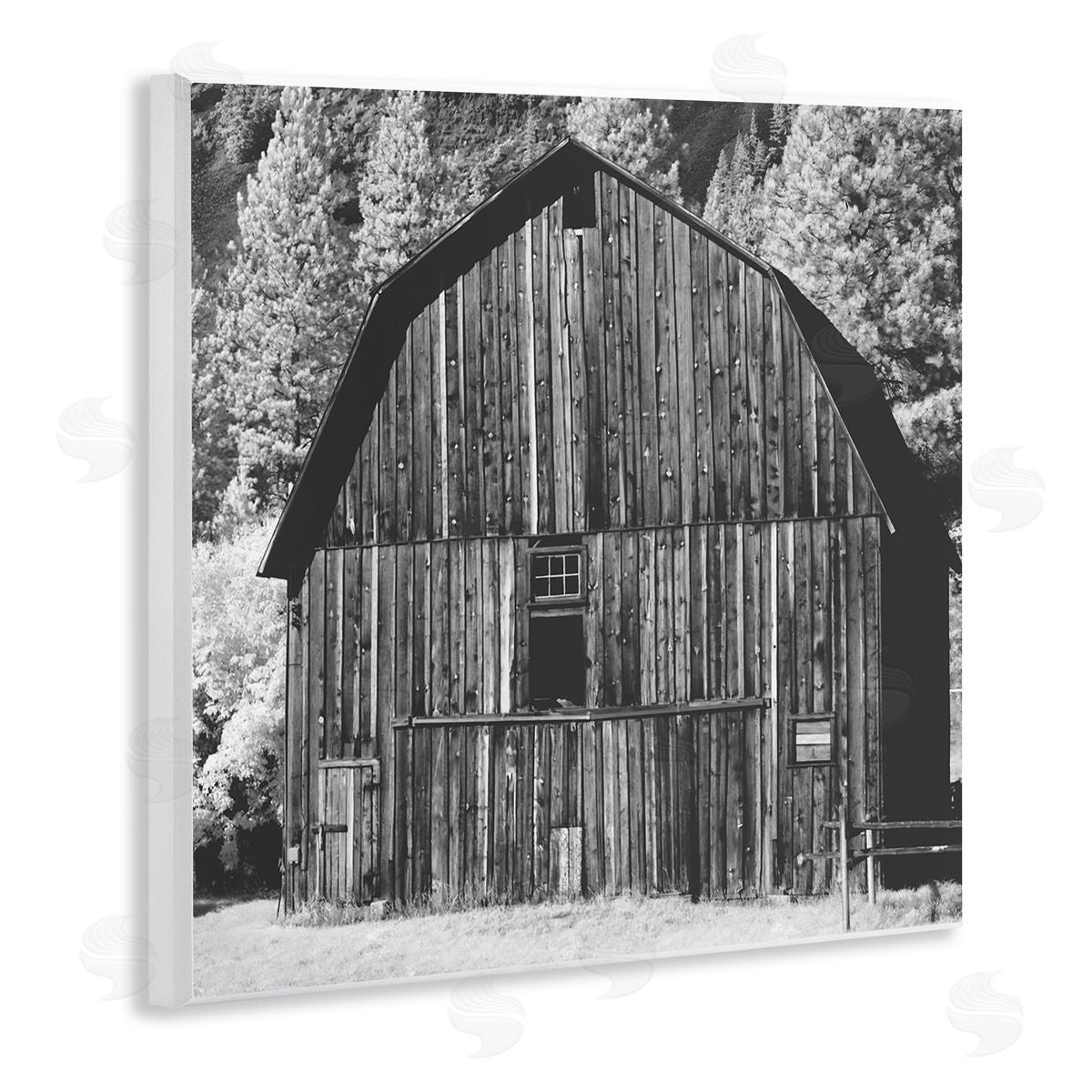 Stupell Studio Rustic Rural Barn Black & White Farm Photography  Wooden Wall Plaque Art Print