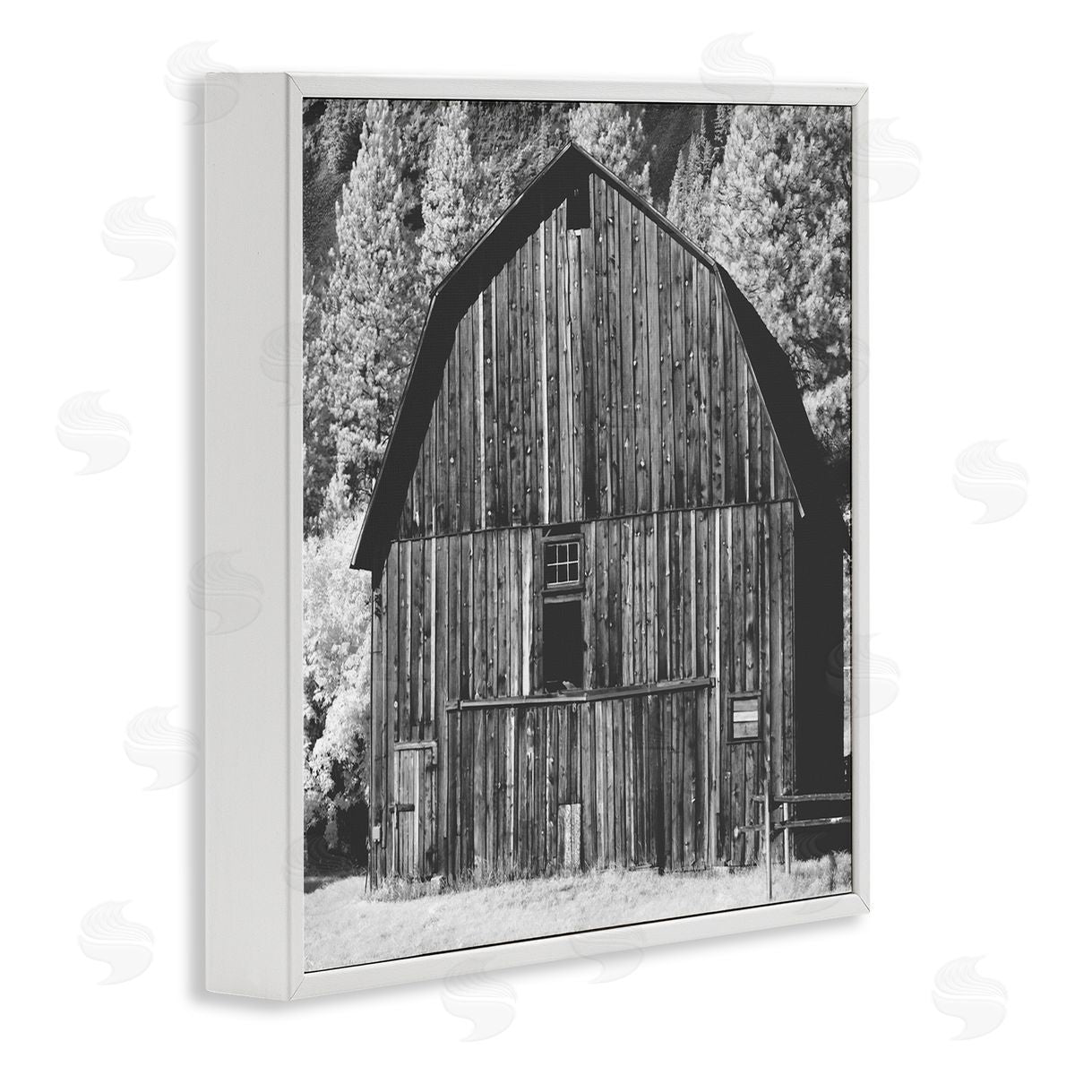 Stupell Studio Rustic Rural Barn Black & White Farm Photography  White Framed Glicee Wall Art Print