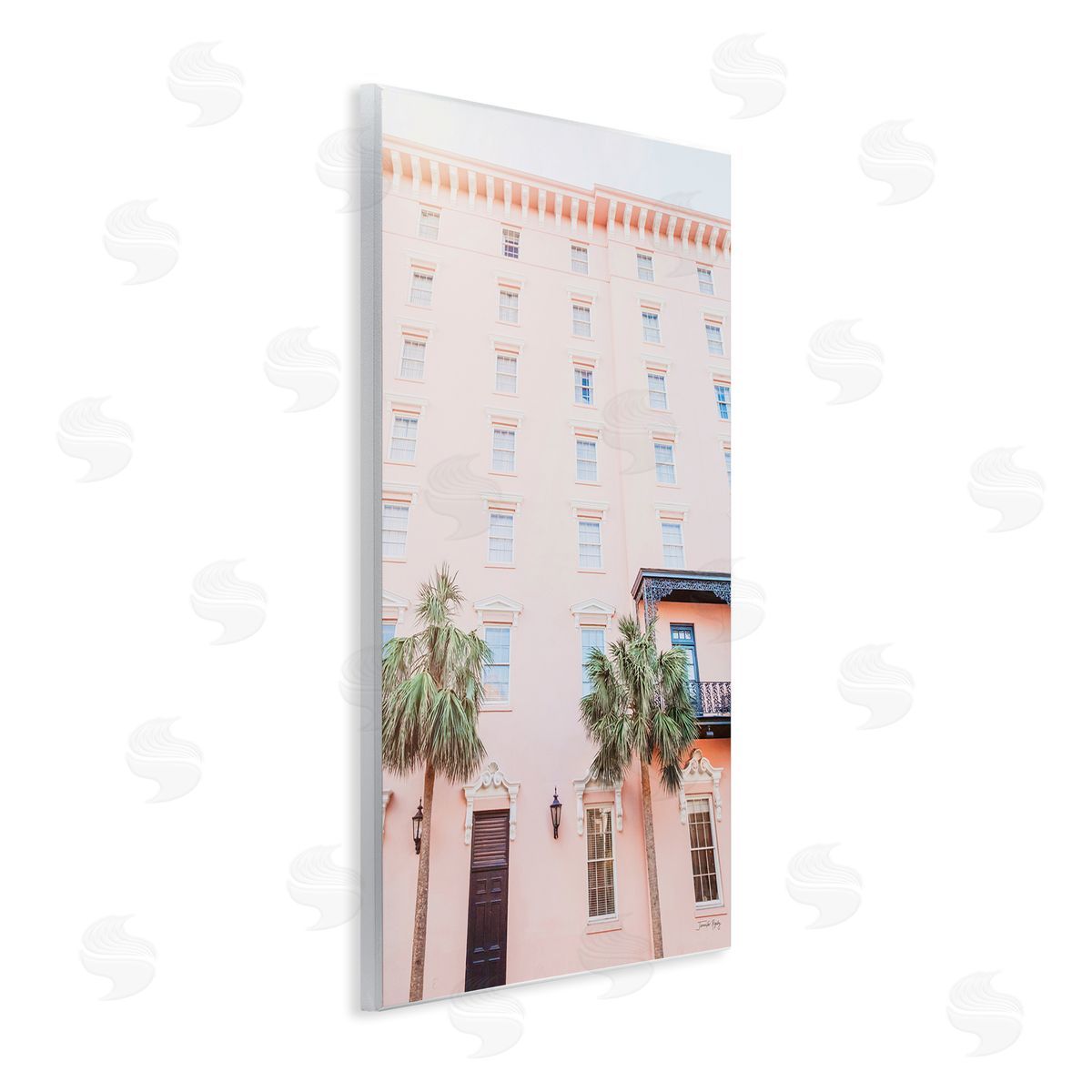 Jennifer Rigsby Tropical Pink Vacation Building Summer Palm Trees Wall Plaque Art Print
