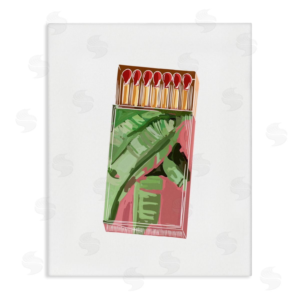Amelia Noyes Floral Pink Matchbox Square Cutout Shape Stretched Canvas Wall Art Print