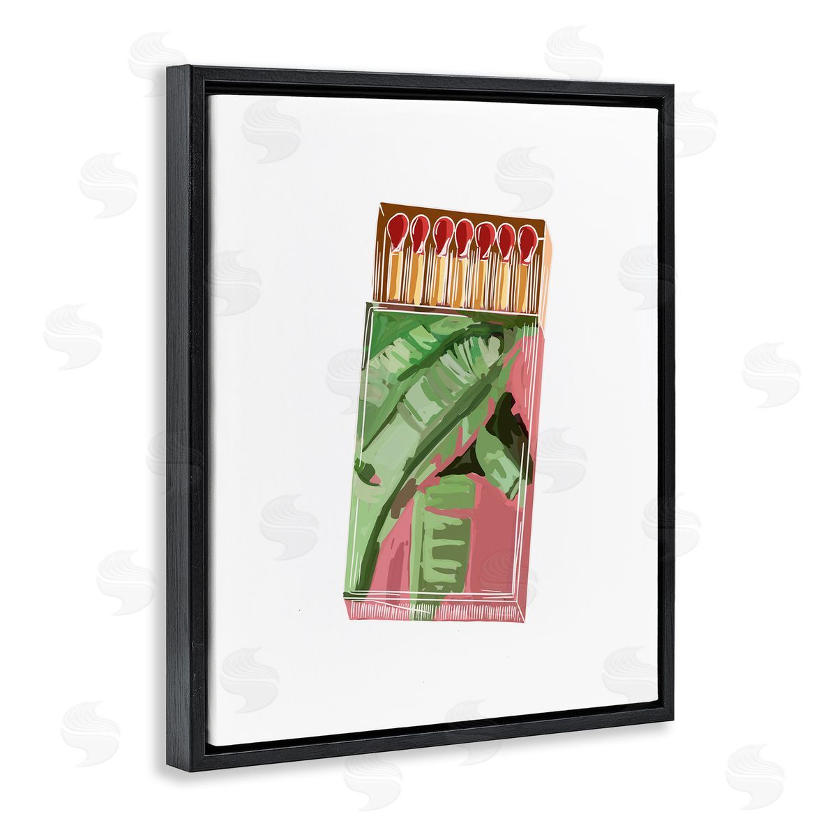 Amelia Noyes Floral Pink Matchbox Square Cutout Shape Black Floating Frame Canvas Wall Art Print