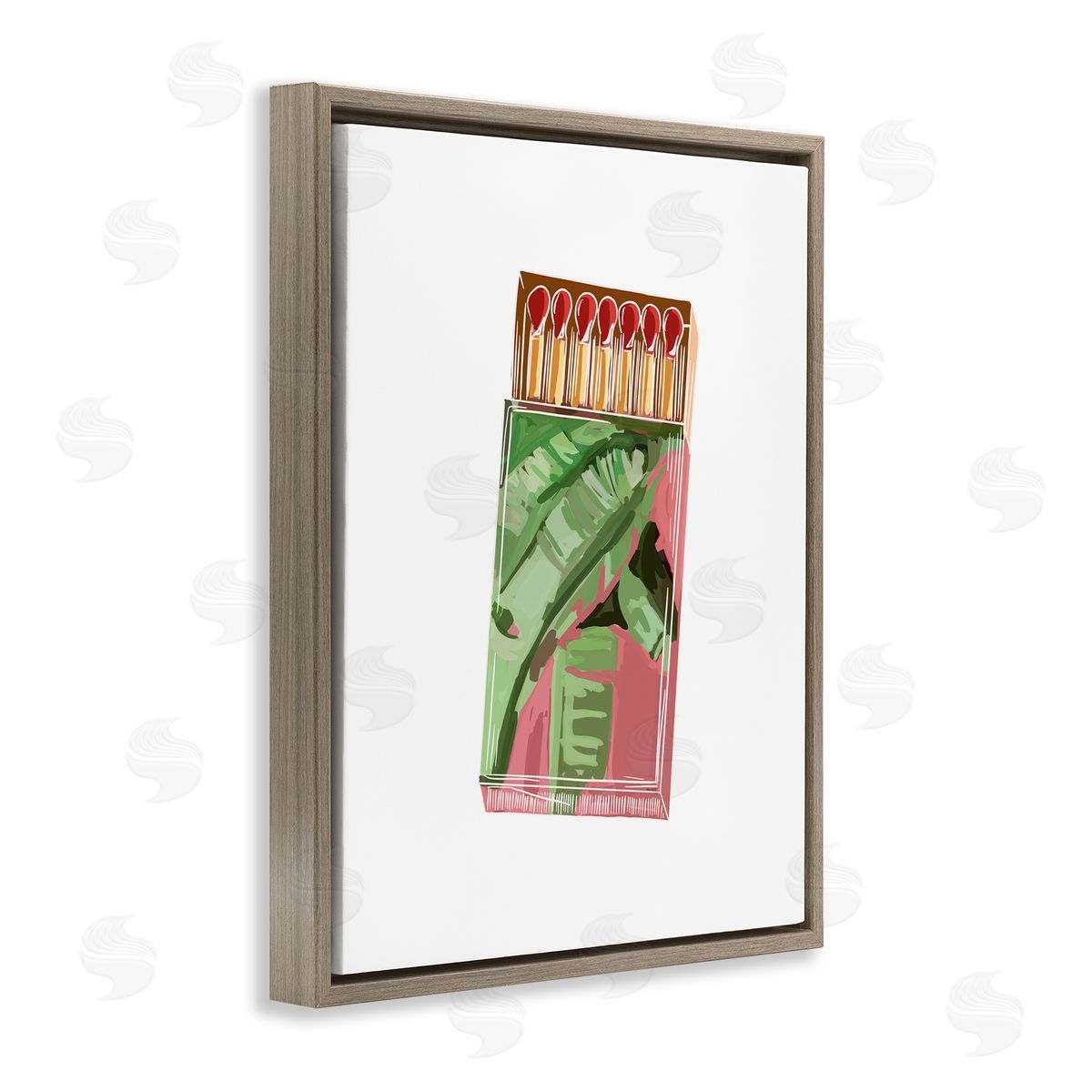 Amelia Noyes Floral Pink Matchbox Square Cutout Shape Brown Floating Frame Canvas Wall Art Print