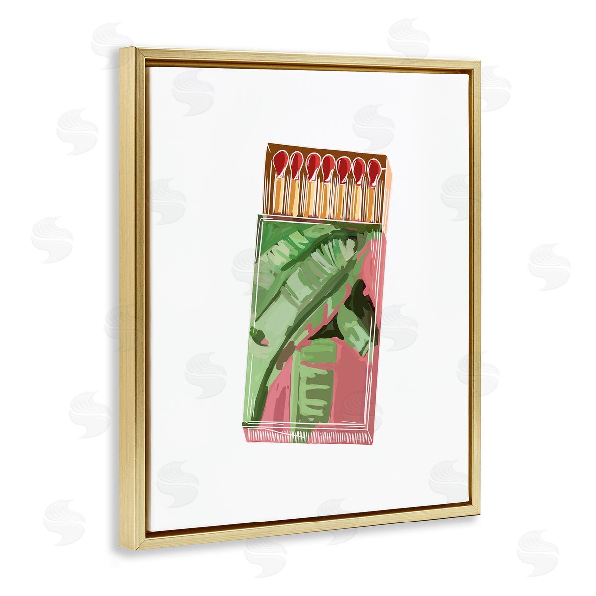 Amelia Noyes Floral Pink Matchbox Square Cutout Shape Gold Floating Frame Canvas Wall Art Print