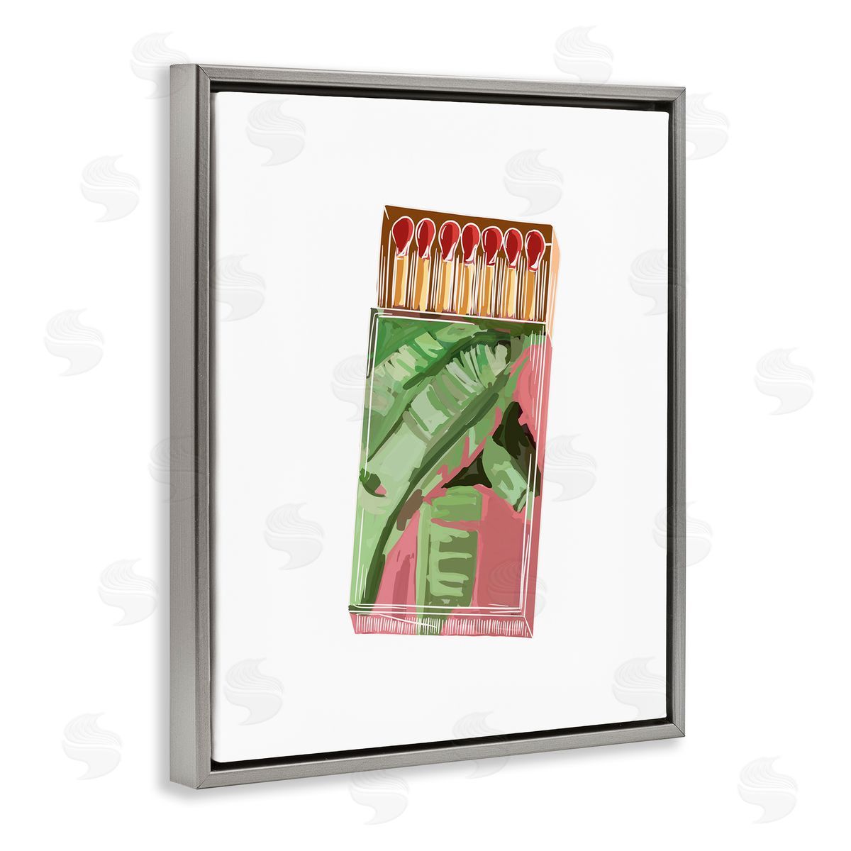 Amelia Noyes Floral Pink Matchbox Square Cutout Shape Gray Floating Frame Canvas Wall Art Print