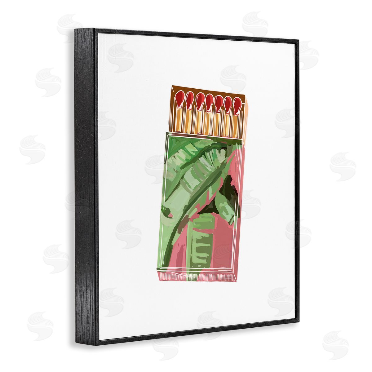 Amelia Noyes Floral Pink Matchbox Square Cutout Shape Black Framed Giclee Wall Art Print