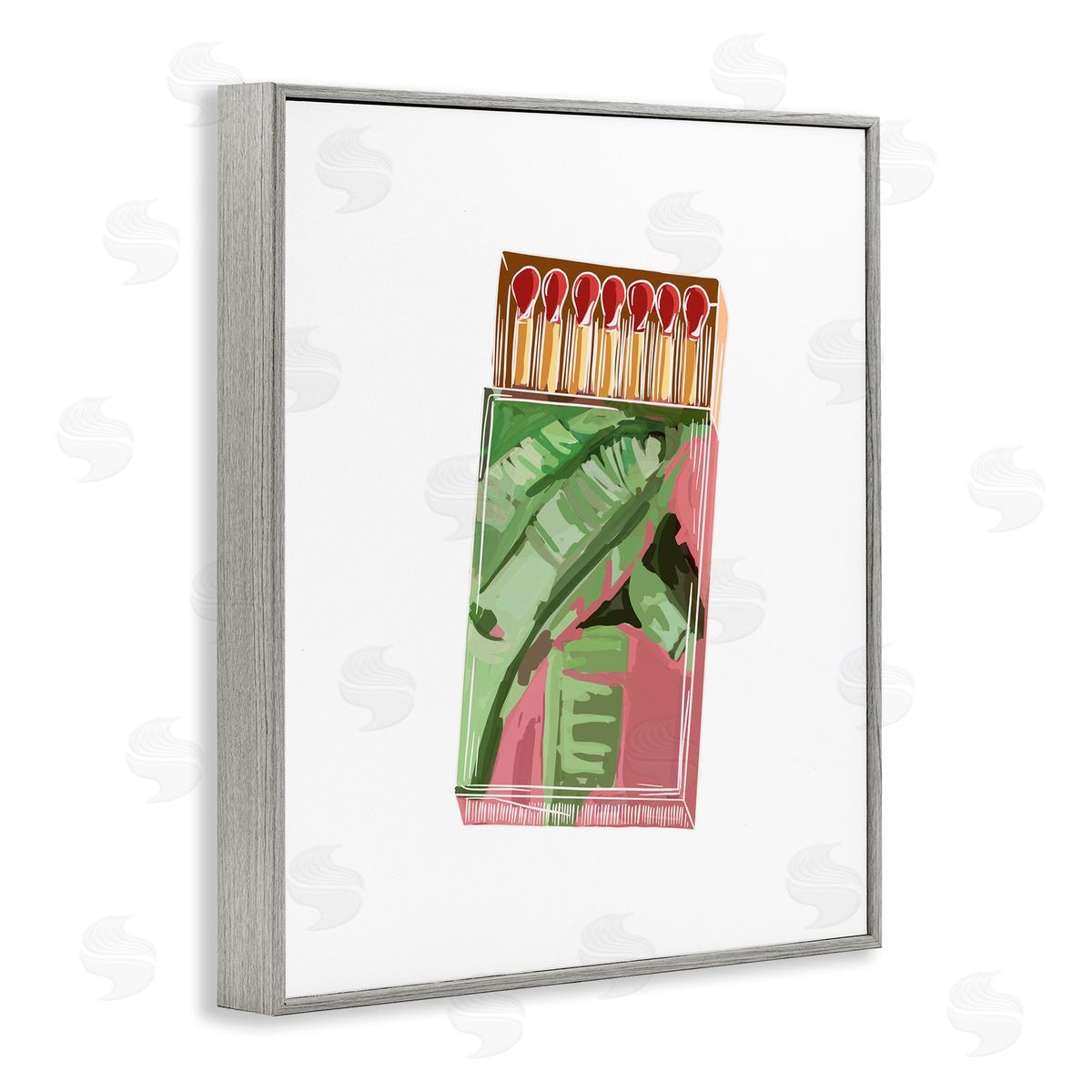 Amelia Noyes Floral Pink Matchbox Square Cutout Shape Gray Framed Giclee Wall Art Print