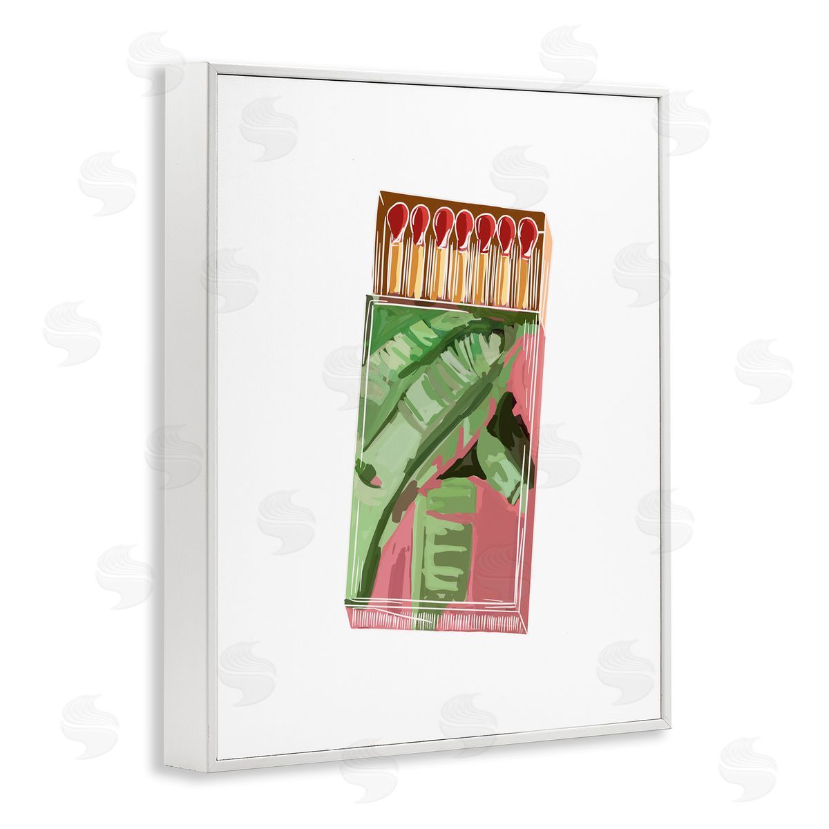 Amelia Noyes Floral Pink Matchbox Square Cutout Shape White Framed Giclee Wall Art Print
