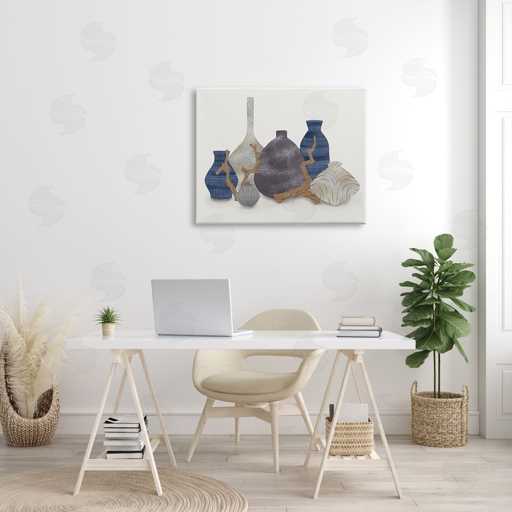 Ziwei Li Ornate Vase Still Life Leaning Driftwood Branches  Canvas Wall Art Print in Room