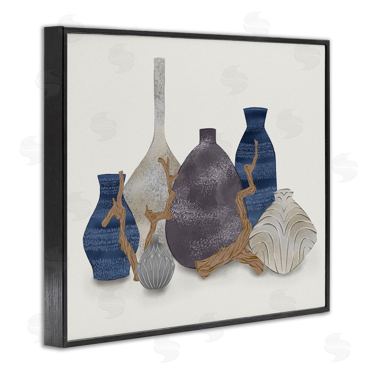Ziwei Li Ornate Vase Still Life Leaning Driftwood Branches  Black Framed Giclee Wall Art Print