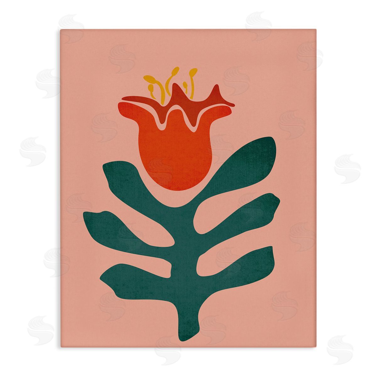 JJ House LLC Modern Tulip Flower Bud Abstract Cutout Shapes  Stretched Canvas Wall Art Print