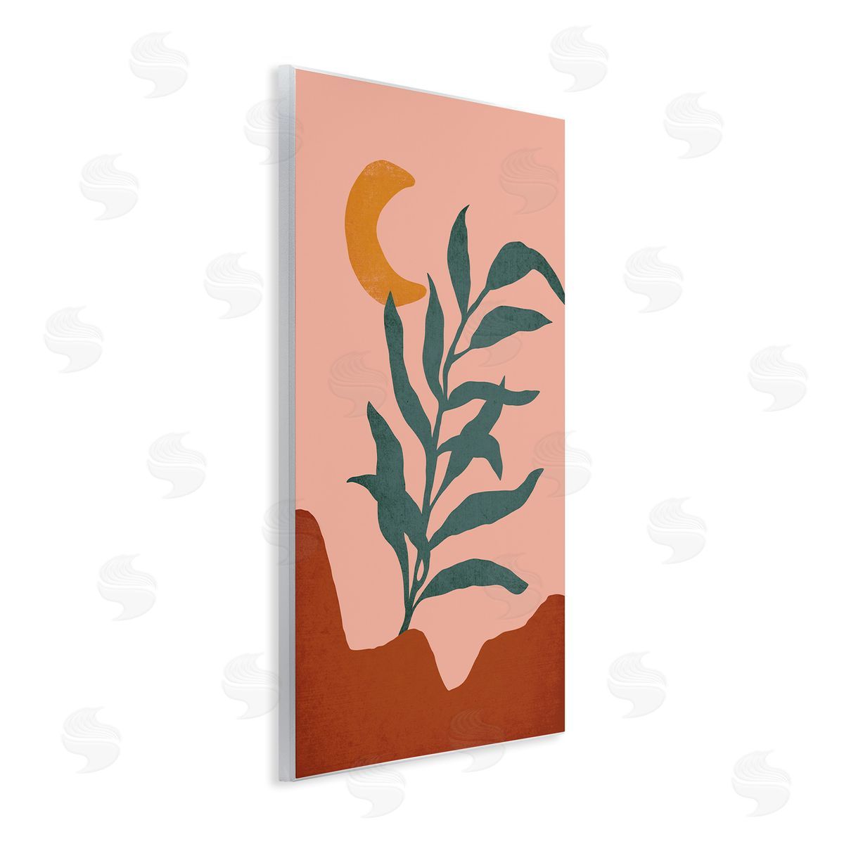 JJ House LLC Blooming Plant Leaf Pleasant Desert Crescent Moon  Wall Plaque Art Print