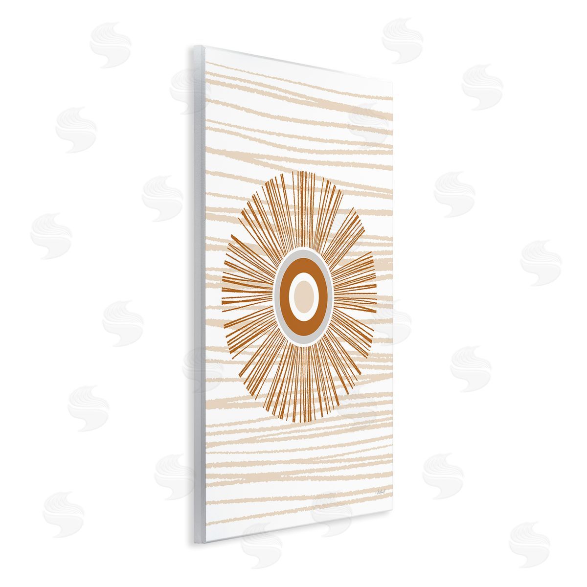 Martina Pavlova Earthy Circular Abstract Sun Pattern Wavy Stripes Wall Plaque Art Print