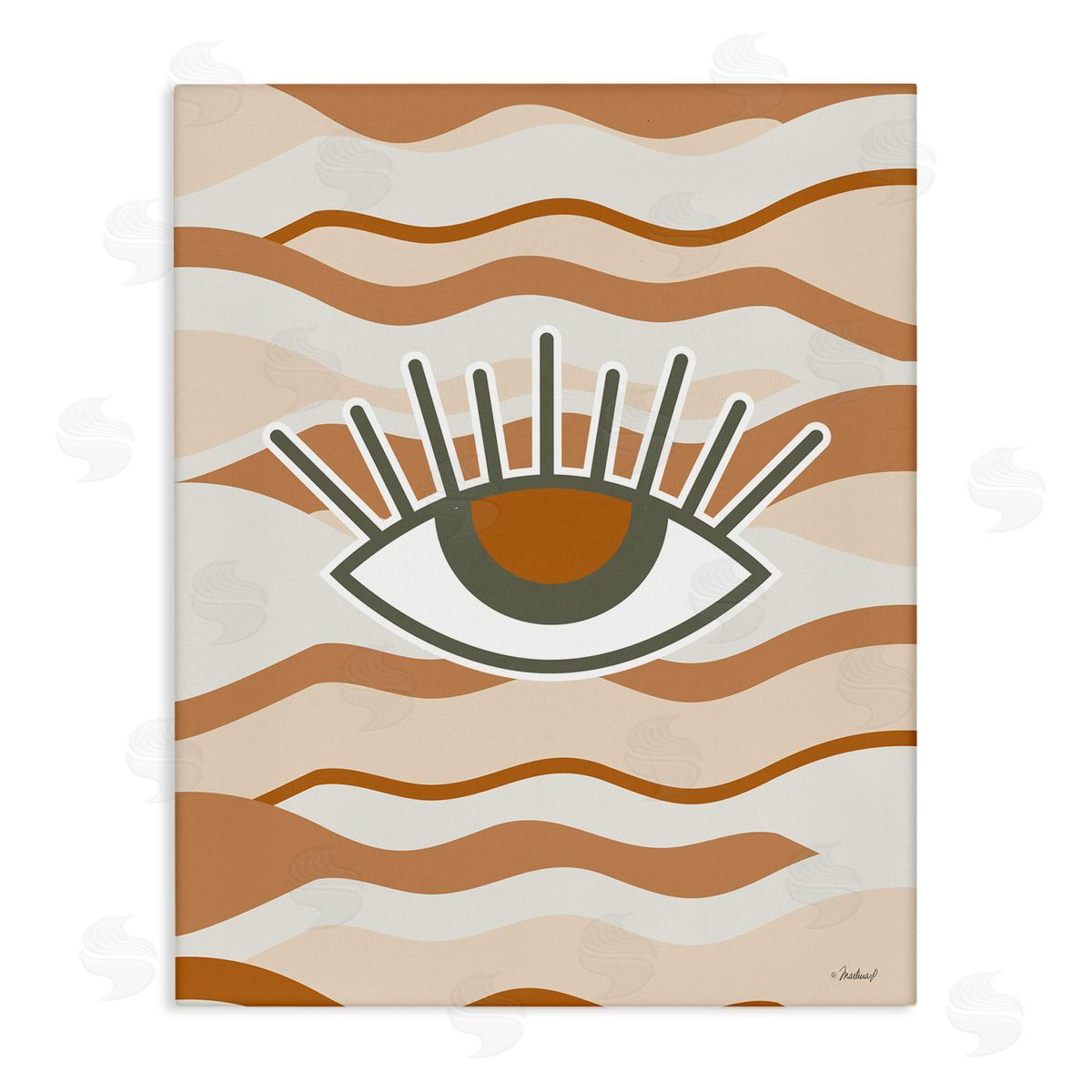 Martina Pavlova Earthy Modern Spiritual Eye Wavy Striped Shapes  Stretched Canvas Wall Art Print