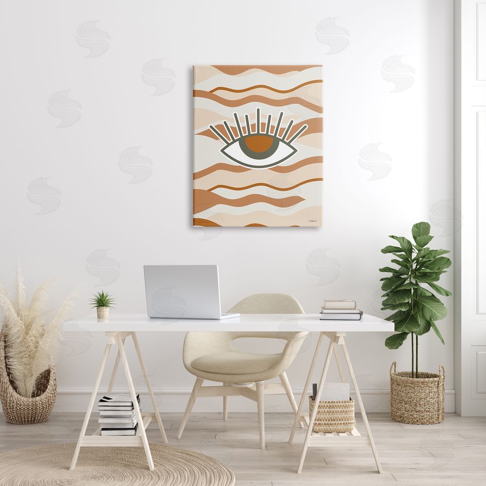 Martina Pavlova Earthy Modern Spiritual Eye Wavy Striped Shapes  Canvas Wall Art Print in Room
